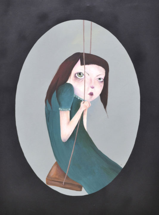 Peinture intitulée "La Balançoire" par Julie M, Œuvre d'art originale, Acrylique Monté sur Châssis en bois