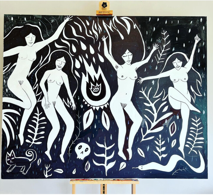 Malarstwo zatytułowany „The Witches You Cou…” autorstwa Julie Ogorman, Oryginalna praca, Akryl