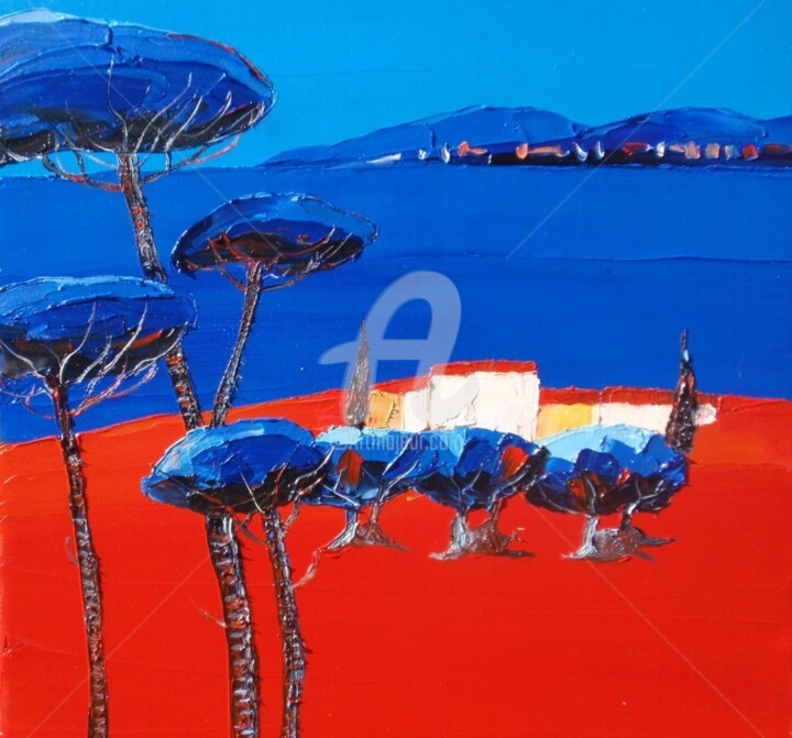 Painting titled "Mediterranée" by Julie Pioch, Original Artwork, Oil