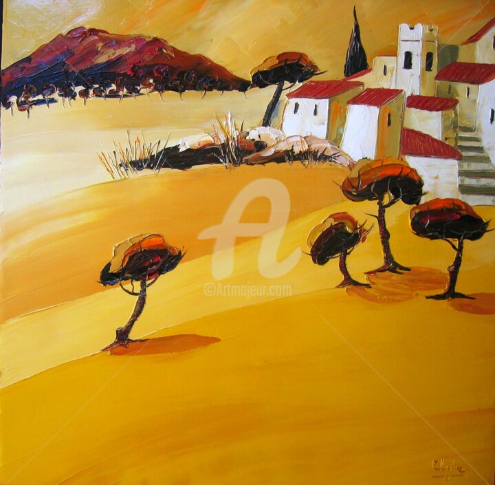 Ζωγραφική με τίτλο "Tierra de Oro" από Julie Pioch, Αυθεντικά έργα τέχνης, Λάδι