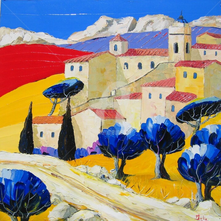 Peinture intitulée ""  Chemin des  Oliv…" par Julie Pioch, Œuvre d'art originale, Huile