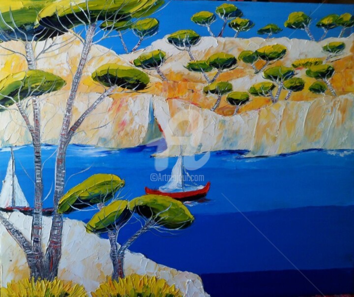 Peinture intitulée "Du côte de Cassis" par Julie Pioch, Œuvre d'art originale, Huile