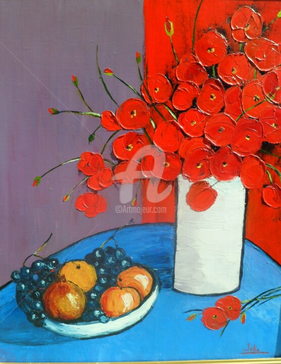 Painting titled "" Nature morte aux…" by Julie Pioch, Original Artwork, Oil