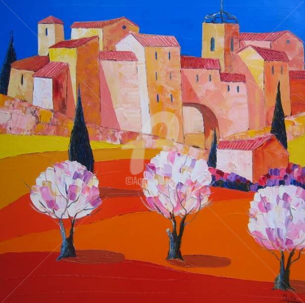 Pittura intitolato "" Avril en Provence…" da Julie Pioch, Opera d'arte originale, Olio