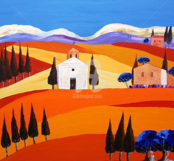 Painting titled "Toscane  " Du Côté…" by Julie Pioch, Original Artwork, Oil