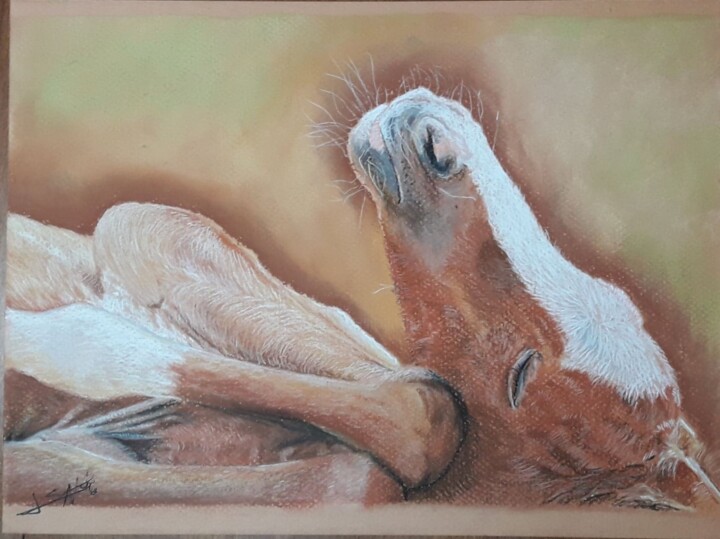 Drawing titled "Paisible" by Julie Poils De Luxe, Original Artwork, Pastel