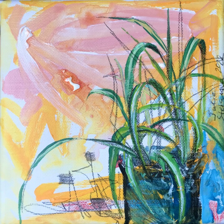 Painting titled "Iris" by Julie Stepanova, Original Artwork, Acrylic Mounted on Wood Stretcher frame
