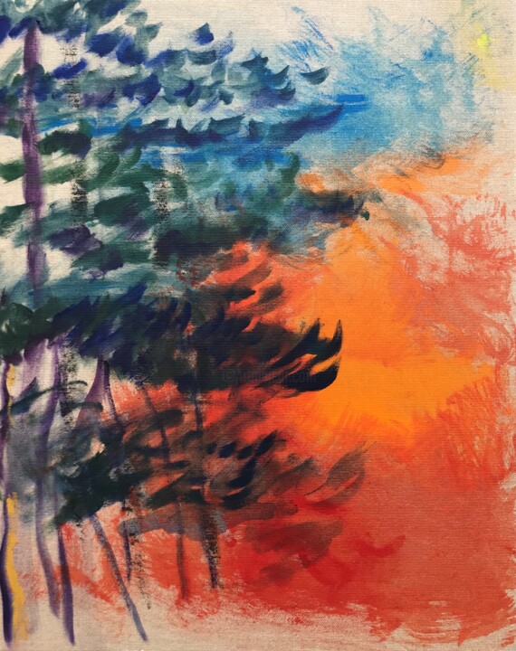 Peinture intitulée "Pine" par Julie Stepanova, Œuvre d'art originale, Acrylique Monté sur Châssis en bois
