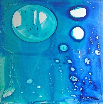 Painting titled "Blue Champagne" by Julie Caves, Original Artwork