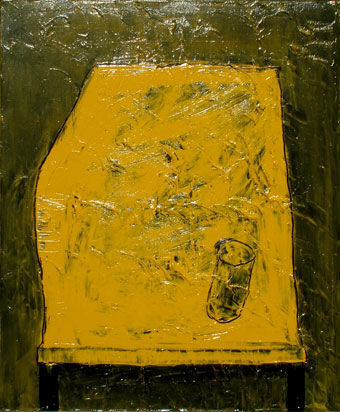 Painting titled "Yellow Table That W…" by Julie Caves, Original Artwork
