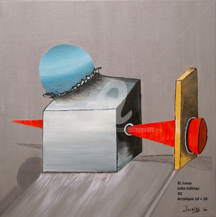 Peinture intitulée "3D" par Julie Gélinas (Junas), Œuvre d'art originale, Acrylique