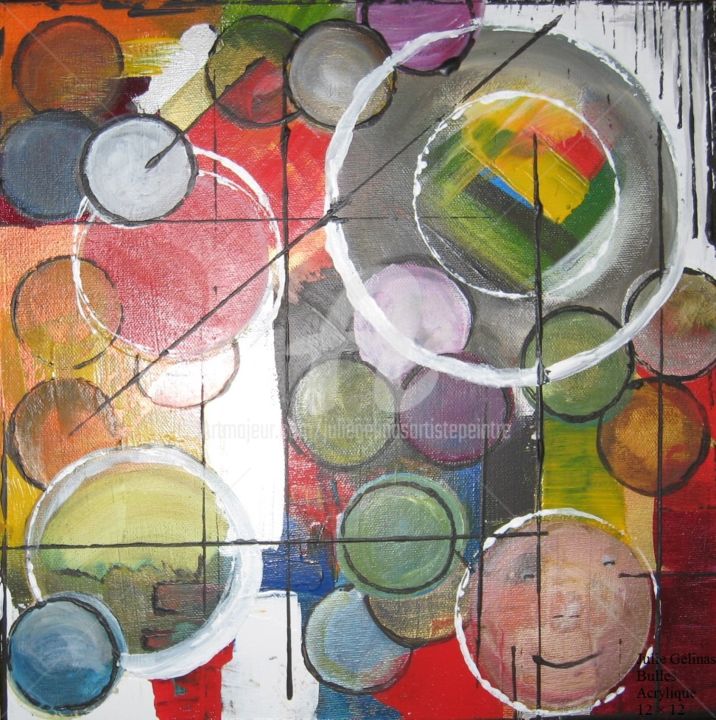 Painting titled "Bulles" by Julie Gélinas (Junas), Original Artwork, Acrylic