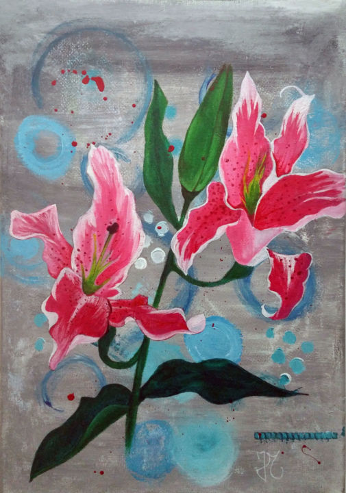 Painting titled "lys-abstrait-1.jpg" by Julie Maryline, Original Art, Acrylic