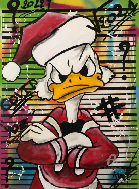 Painting titled "Noël 2021" by Julien Antoine (YOZ), Original Artwork, Acrylic Mounted on Wood Stretcher frame