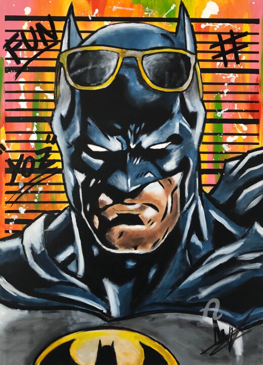 Картина под названием "Batman très Fun #1" - Julien Antoine (YOZ), Подлинное произведение искусства, Акрил Установлен на Дер…