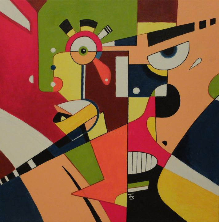 Painting titled "Personnages" by Julien B, Original Artwork, Acrylic