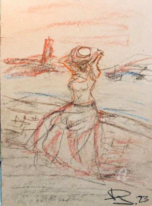 Disegno intitolato "Sanguine bord de mer" da Julien Danaux (Artdanaux), Opera d'arte originale, Carbone