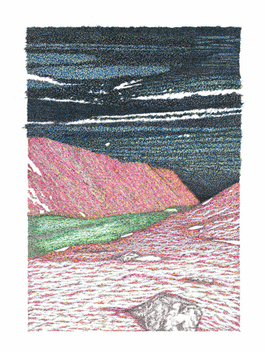 Dessin intitulée "Mont rose" par Julien Jammes, Œuvre d'art originale, Encre