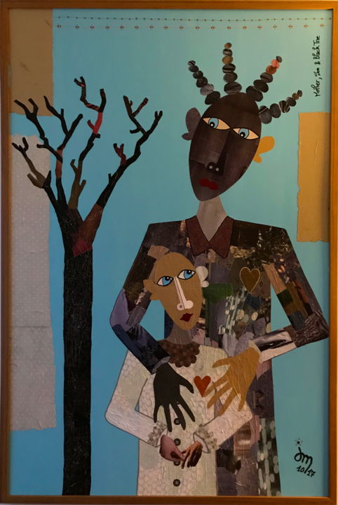 Pintura titulada "Mom, son and black…" por Julien Mayanobe, Obra de arte original