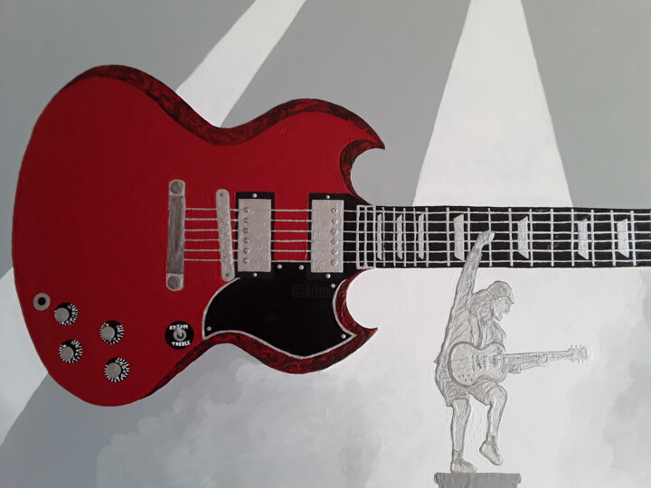 Peinture intitulée "Angus Young's guitar" par Julien Rault, Œuvre d'art originale, Acrylique