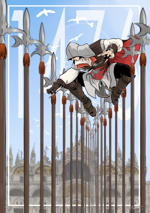 Arte digital titulada "AC - Ezio Auditore" por Julien Rouleau, Obra de arte original, Pintura Digital