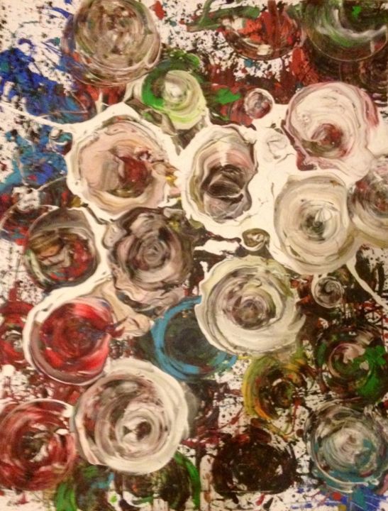 Malarstwo zatytułowany „Bouquet de roses” autorstwa J T, Oryginalna praca, Akryl