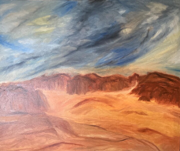 Peinture intitulée "Le désert de Wadi R…" par Julien Bonnivard, Œuvre d'art originale, Huile Monté sur Châssis en bois