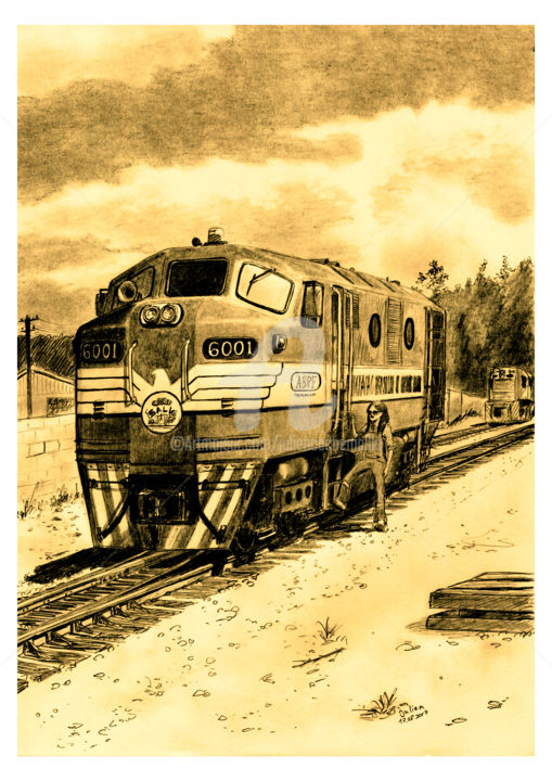 Dibujo titulada "Ferrovia Tereza Cri…" por Julien Cachemaille, Obra de arte original, Grafito