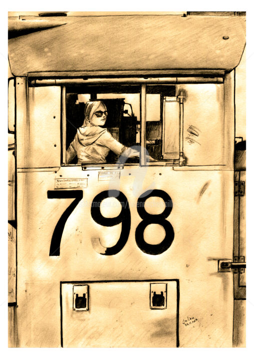 Dessin intitulée "Amtrak EMD SW1000R…" par Julien Cachemaille, Œuvre d'art originale, Graphite