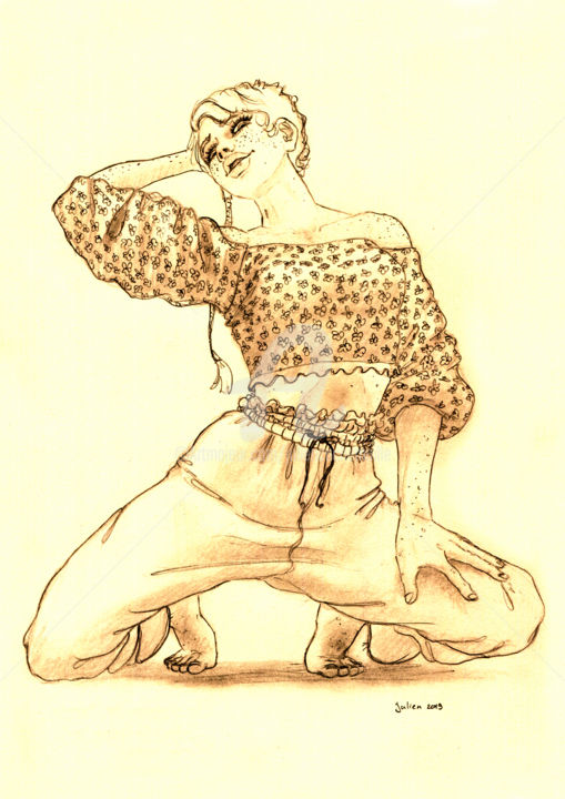 Disegno intitolato "La chemise de Mummo" da Julien Cachemaille, Opera d'arte originale, Grafite