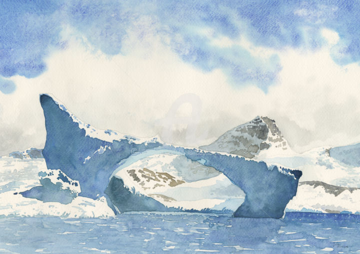 Peinture intitulée "Iceberg no1" par Julien Cachemaille, Œuvre d'art originale, Aquarelle