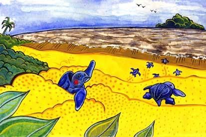 Dibujo titulada "Emergence des tortu…" por Julien S, Obra de arte original