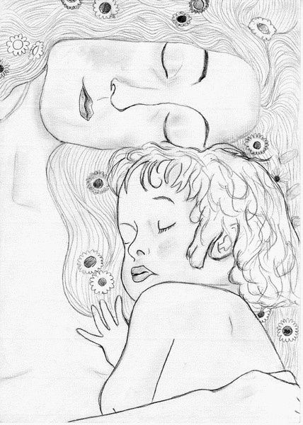 Dessin intitulée "Dessin d'après Klimt" par Juliette M, Œuvre d'art originale, Autre