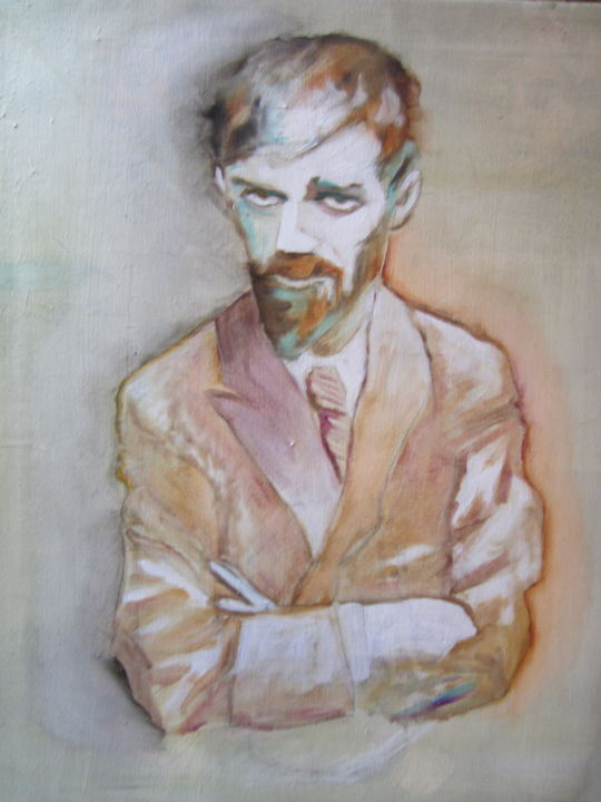 Peinture intitulée "D.H. Lawrence" par Juliette Rousseau, Œuvre d'art originale, Acrylique Monté sur Châssis en bois