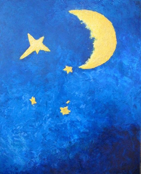Painting titled "Lune" by Saubin Juliette, Original Artwork