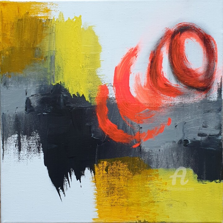 Painting titled "Flash" by Julie Verhague, Original Artwork, Acrylic Mounted on Wood Stretcher frame