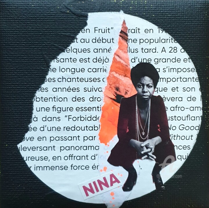 Collages intitulée "Nina" par Julie Verhague, Œuvre d'art originale, Collages Monté sur Carton