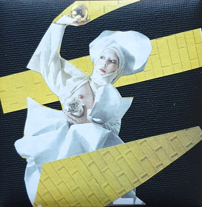 Collages intitulée "Orlan" par Julie Verhague, Œuvre d'art originale, Collages Monté sur Carton