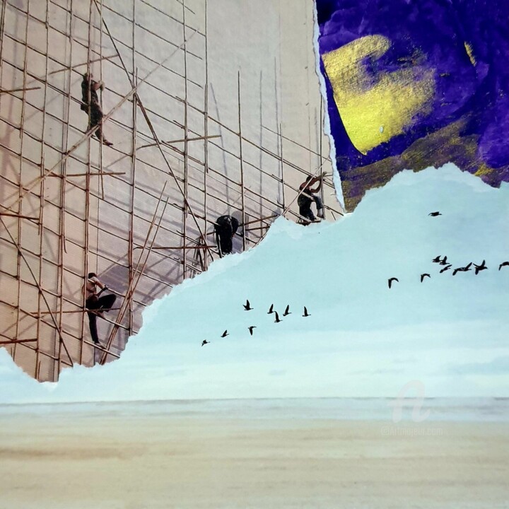 Collages intitulée "Ascension" par Julie Verhague, Œuvre d'art originale, Collages