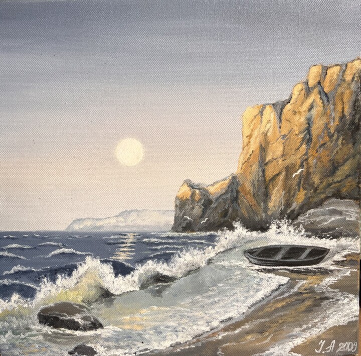 Painting titled "Морской пейзаж" by Julija Aleskere, Original Artwork, Oil