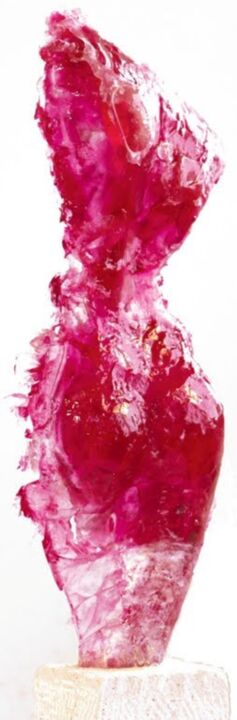Γλυπτική με τίτλο "Pink act" από Julijana Voloder, Αυθεντικά έργα τέχνης, Ποτήρι
