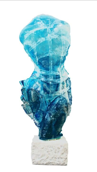 Sculpture titled "Blue act" by Julijana Voloder, Original Artwork, Glass