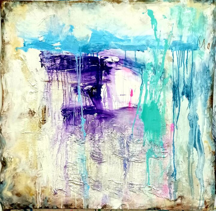 Painting titled "Aqua reflexum violet" by Julijana Voloder, Original Artwork, Acrylic
