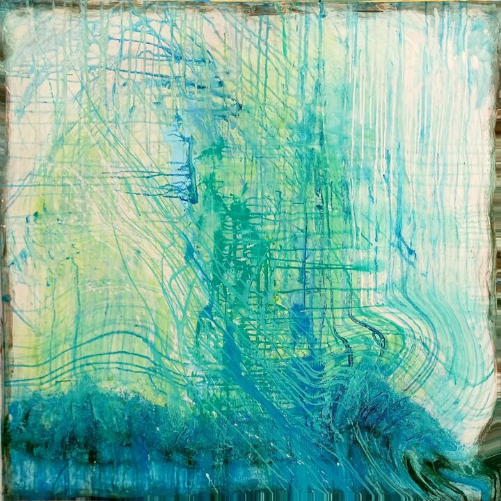 Painting titled "Aqua reflexum green" by Julijana Voloder, Original Artwork, Acrylic