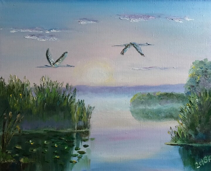 Malarstwo zatytułowany „Birds” autorstwa Юлия Клименкова, Oryginalna praca, Olej