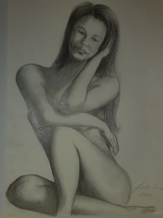 Drawing titled "Estudo" by Julio Cesar, Original Artwork, Pencil
