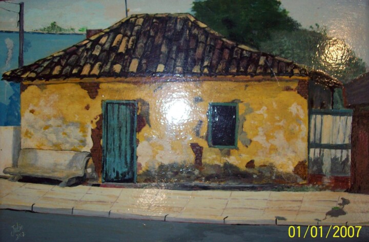 Pintura intitulada "Casinha, Santo Anto…" por Julio Cesar, Obras de arte originais, Acrílico