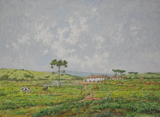 Pintura intitulada "Fazenda no Sul de M…" por Julio Cesar, Obras de arte originais