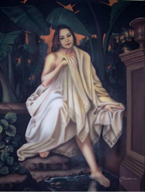 Pintura titulada "Retrato a Perla" por Julio López Soto, Obra de arte original, Oleo