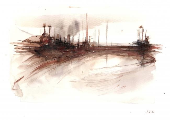 Peinture intitulée "Beast city 1" par Julien Jomard, Œuvre d'art originale, Huile